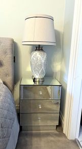 Mirrored Bedside Locker (2) and Lamp (2)