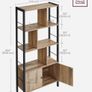 Bookshelf, Storage Shelf, Large Bookcase with Doors, 4 Shelves, Steel Structure, Industrial Style, for Living Room, Office, Toasted Oak Colour and Black Image 4