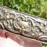 Antique Rectangular Glass Trinket Box Pot  Brass Lid 13cm x 4cm H-4cm Image 6