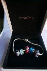 Authentic Pandora Charm Bracelet with 5 Charms Sterling Silver Designer Charm Bead Bracelet 14,5g