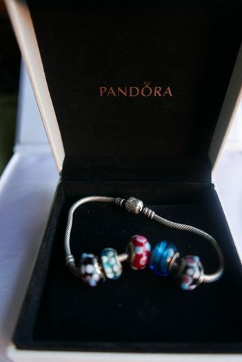 Authentic Pandora Charm Bracelet with 5 Charms Sterling Silver Designer Charm Bead Bracelet 14,5g