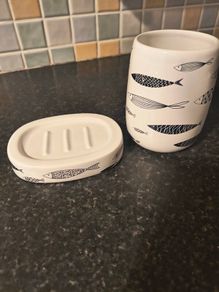 soap dish and tumbler