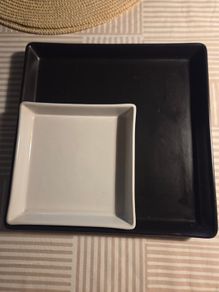 2 square ikea plates black and white