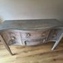 Whitewashed Vintage Serpentine Sideboard with Glass Top Image 3