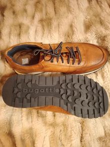 Brand New Bugatti Mens Tan Leather Trainers Shoes