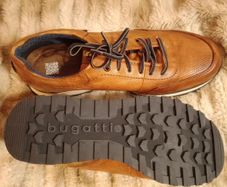 Brand New Bugatti Mens Tan Leather Trainers Shoes