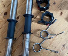Watson Thick Grip Olympic Dumbbell Handles and LockJaw Collars (2x), and spring collar (2x)