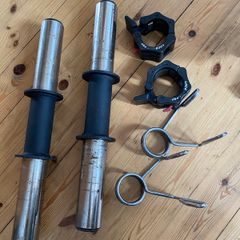 Watson Thick Grip Olympic Dumbbell Handles and LockJaw Collars (2x), and spring collar (2x)