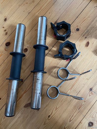 Watson Thick Grip Olympic Dumbbell Handles and LockJaw Collars (2x), and spring collar (2x)