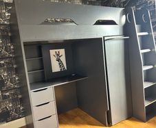 High sleeper bed w. desk wardrobe drawers Pegasus