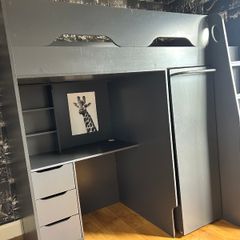 High sleeper bed w. desk wardrobe drawers Pegasus