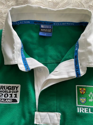 Men's Rugby World Cup 2011 Jersey Green Heavy Cotton - Size L - Long Sleeve