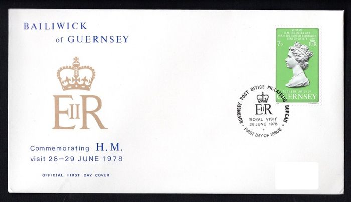 1979 Guernsey Commemorating Royal Visits of Her Majesty The Queen visiting Guernsey from 28-29 June 1978 Commemorative Stamp Addressed First Day Cover (FDC)