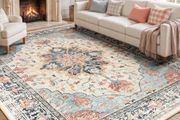 Vintage Washable Rugs 244x305 cm Low Pile, Non Slip,