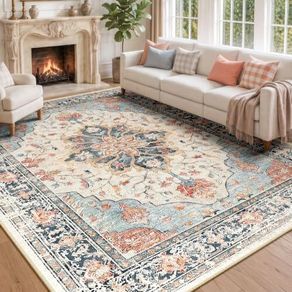 Vintage Washable Rugs 244x305 cm Low Pile, Non Slip,