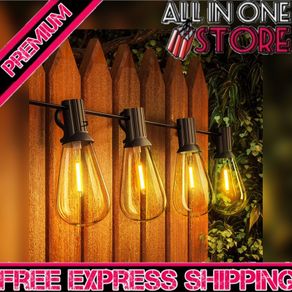 Outdoor String Lights Mains Powered, 120FT ST38 LED Festoon Lights Outdoor, IP44 Waterproof Globe Garden String Lighting with 60 2 Bulbs, 2200K Indoor/Outside Patio Lights for Decor Cafe Party (FREE SHIPPING)