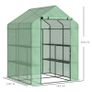 Walk in Garden Greenhouse with Shelves Polytunnel Steeple Green house Grow House Removable Cover 143x138x190cm, Green Image 3