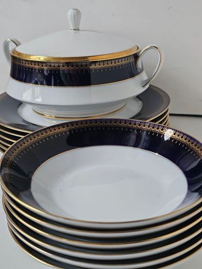NEW The Royal "Romanov" Collection by Christineholm Cobalt Blue  and Gold Dinner Set