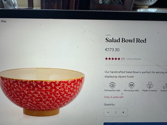 Nicholas Mosse  Red Lawn salad bowl first quality item in perfect condition