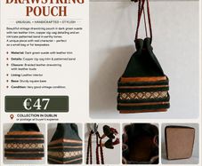 Vintage Leather Drawstring Pouch