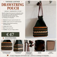 Vintage Leather Drawstring Pouch
