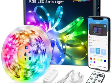 LED Strip Lights, Govee Bluetooth Music Sync 5 Metre RGB Lighting Strip, App Control, Remote, Control Box Decoration Lights, Colour Changing with 3 Control Methods for Home, Kitchen, Party, Christmas [Energy Class A++]