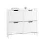 Slim Shoe Cabinet with 4 Doors Black or White 100 x 91 x 19 cm Image 2