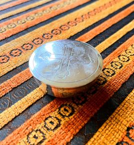 Antique Silver Eucharist Pyx Box.