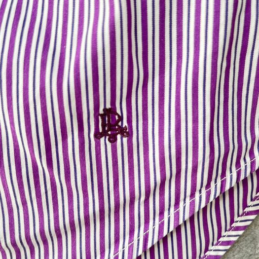 Ralph Lauren - Womens - Size 10 - Purple Stripe Long Sleeve Cotton Shirt