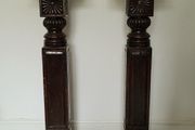 19th century pair of carved wooden plinths