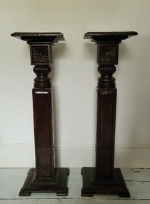 19th century pair of carved wooden plinths