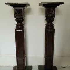 19th century pair of carved wooden plinths