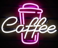 (FREE SHIPPING) Coffee LED Sign Pink Neon Signs Neon Lights Bedroom Decor (15.7 inch x 11.8 inch)
