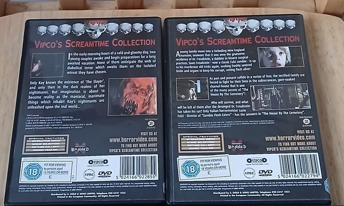 Vipco Screamtime Collection DVD Pair The Slayer The House by the Cemetery Region 2
