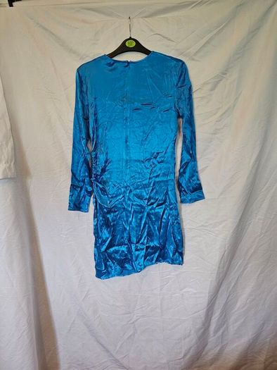 Mango Blue Satin Mini Dress