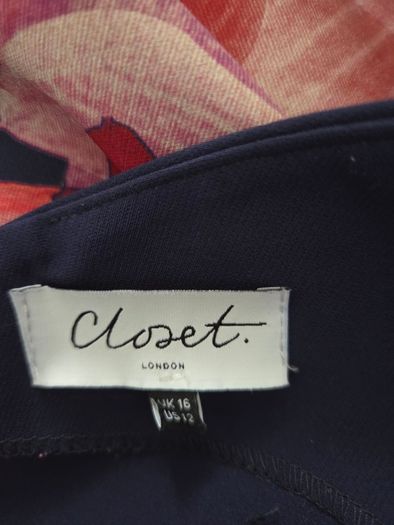Like new. Closet London Size 16 Multi-coloured Dress with matching Saint Tropez Size L cardigan