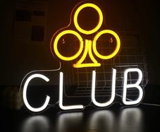 Poker Club Neon Signs Yellow White LED Neon Light, Wall Decorative Neon Light, Letter Club Neon Sign for Club Bedroom Bar Casino Nightclub Store Party Decoration Gift (FREE POSTAGE)