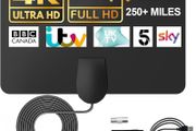 TV Aerial Indoor, TV Aerial with 250+ Miles Long Range Reception, Indoor TV Aerial for Freeview TV Support 4K 1080P Local HDTV Channels, Contains 13 ft