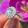 Vintage Aquamarine and Diamond 18ct Gold Cluster Ring Image 9