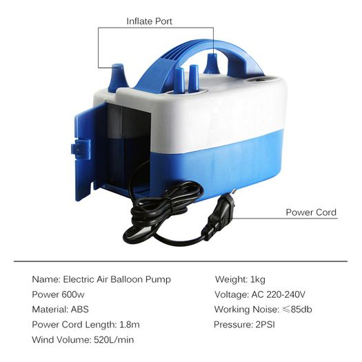 New Balloon Air Pump Electric High Power Two Nozzle Air Blower Balloon Inflator Pump Fast Portable Inflatable Tool
