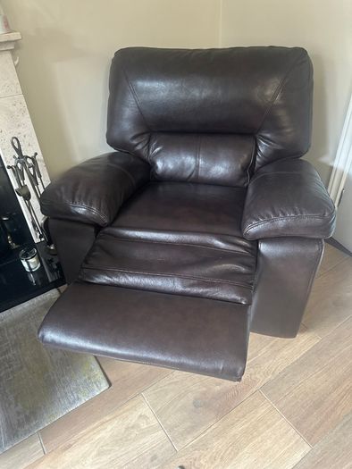 2 Seater Leather Recliner and Armchair For Sale