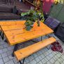 Indoor/outdoor wood table and benches 8p Image 4