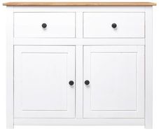 Sideboard White 93x40x80 cm Solid Pinewood Panama Range