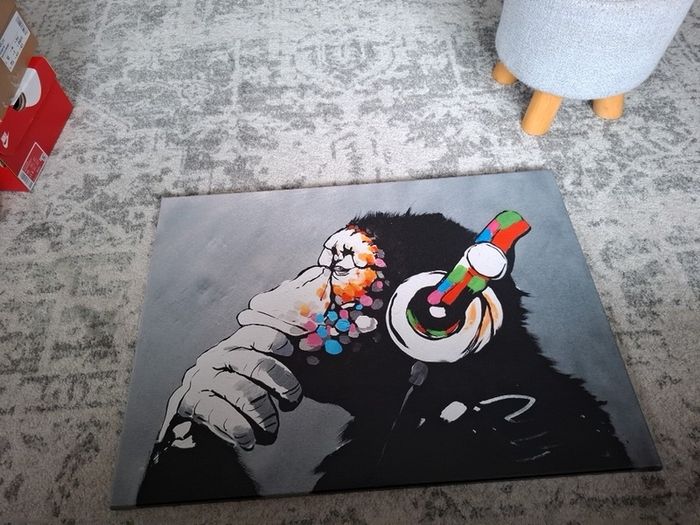 Monkey With Headphones DJ Banksy