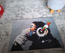 Monkey With Headphones DJ Banksy