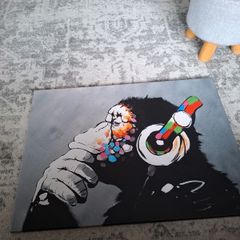 Monkey With Headphones DJ Banksy