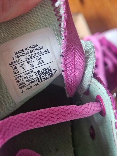 girls pink converse size uk 5/eu38