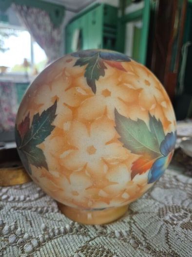 Handpainted Glass Globe shade Bellova Antique 1920s/30s Bellova Art Nouveau Czech glass globe shade