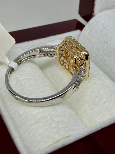 Gold SGL Certified - Natural Yellow Diamond & White Diamond Ring in 9K Yellow & White Gold 1.00 Ct.