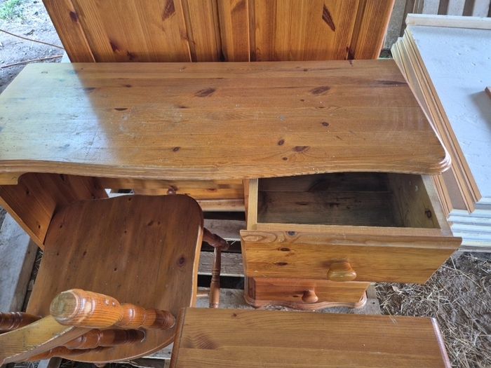 Pine Desk, Chair, Bedside Locker